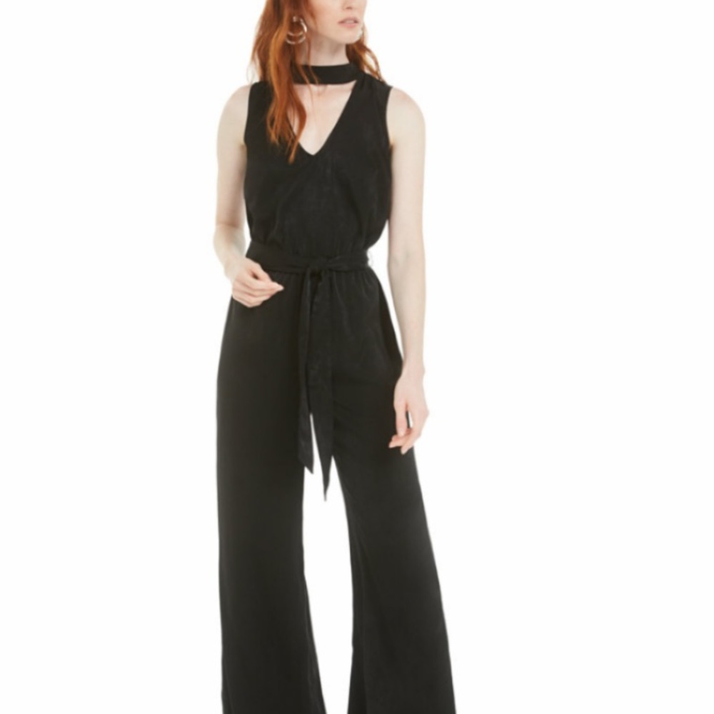 Bar III Black Jumpsuit Choker Neckline Size Large